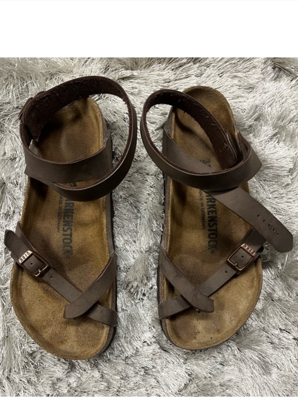 Birkenstock Brown Leather Adjustable Strap Sandals